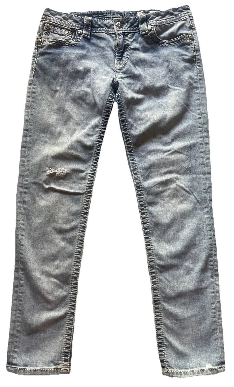 Miss Me Signature Skinny Jeans Women 30 Distressed Embellished Bling Bedazzled